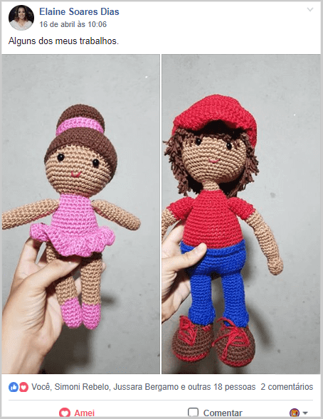 Amigurumi de bonecos de uma Bailarina e um menino